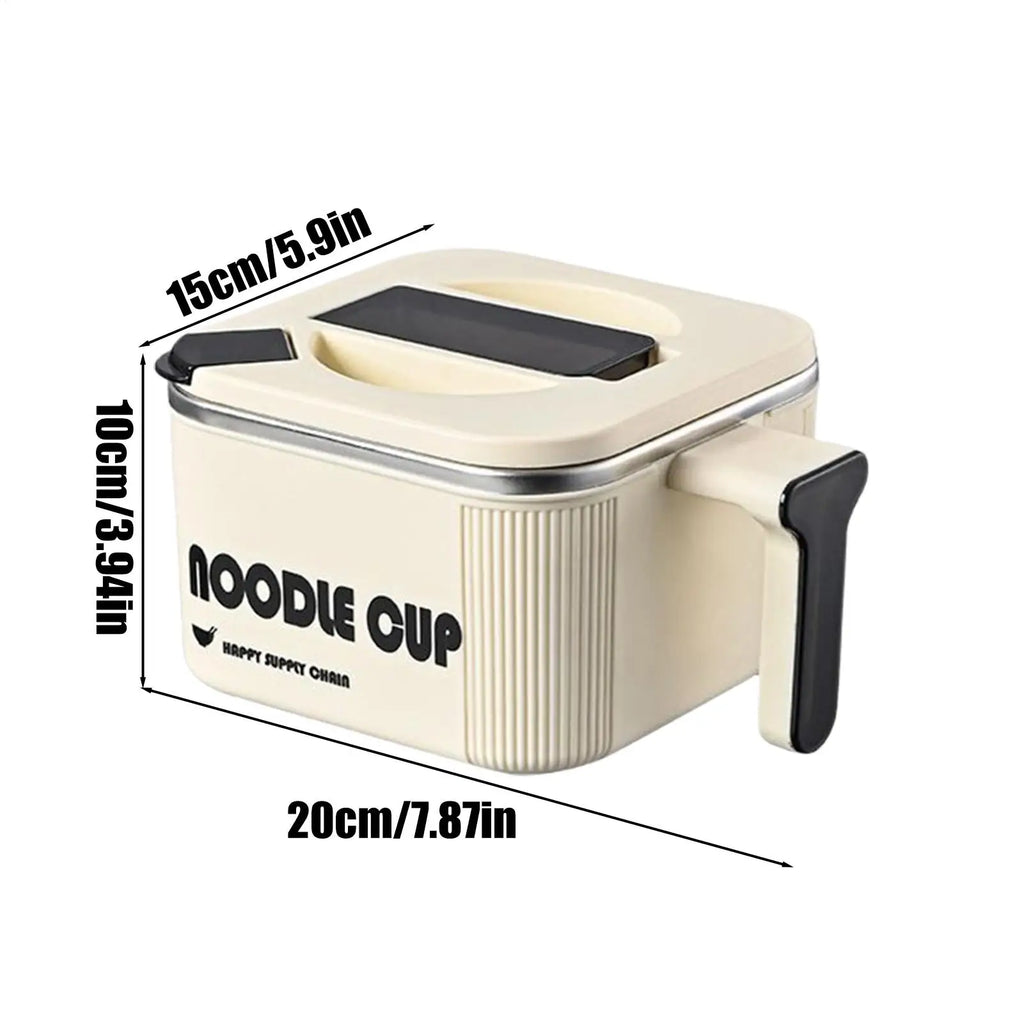 Instant Noodle Bowl Stainless Steel Pot with Spoon Handle Large Noodle Bowl Microwave Pasta Cooker for Cooking Soup Adults Teens Zpaxo