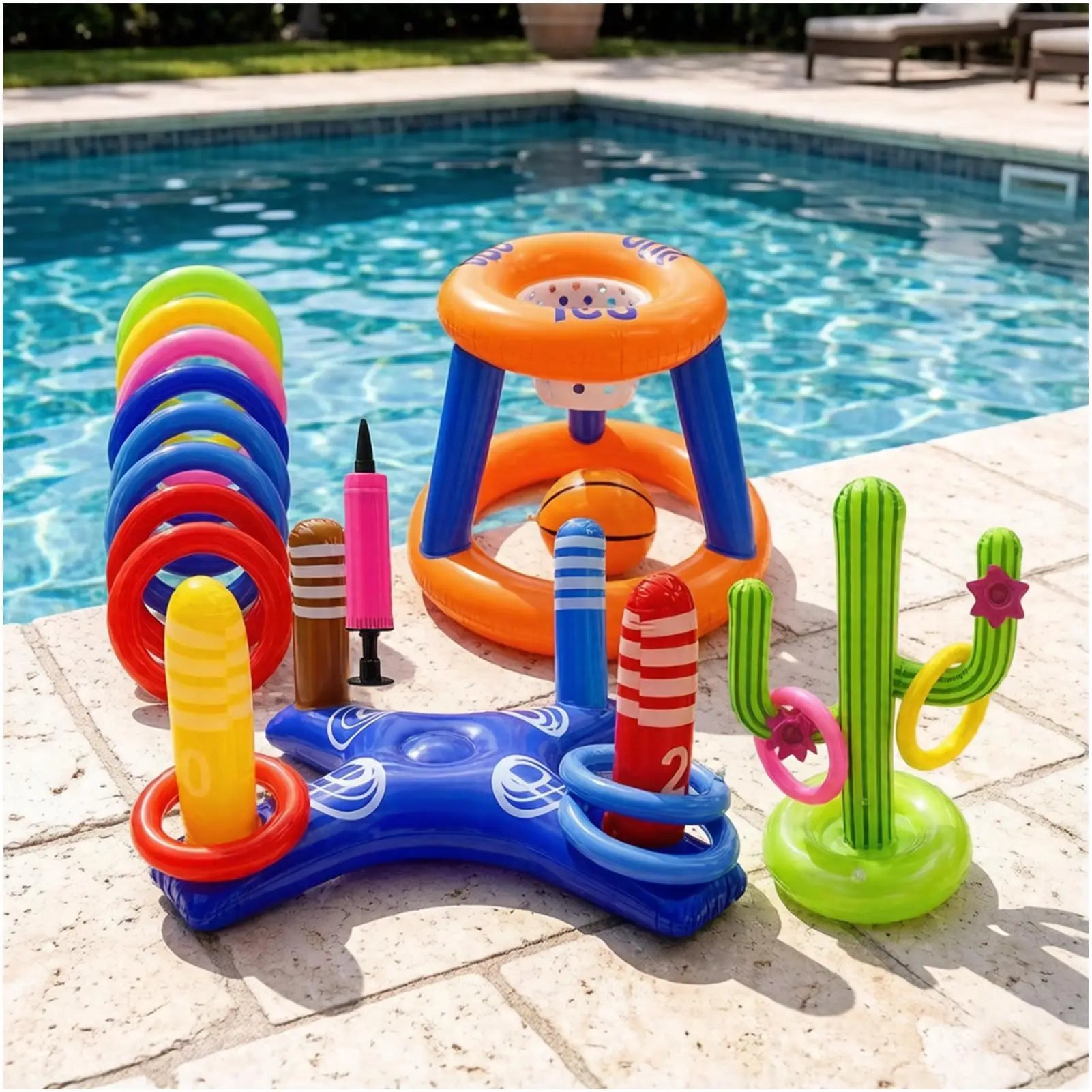 Pool Ring Throw Game Multiplayer Interactive Group Activity Swimming Zpaxo