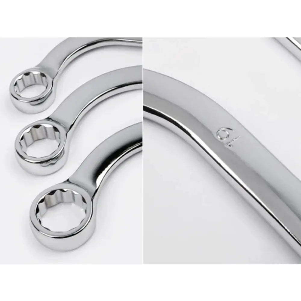 5Pcs Set S-Type Wrench 10-19 Size 140-240MM Length Elbow Wrench Curved Design Plum Plate Combination Ring Spanner Hand Tools Zpaxo