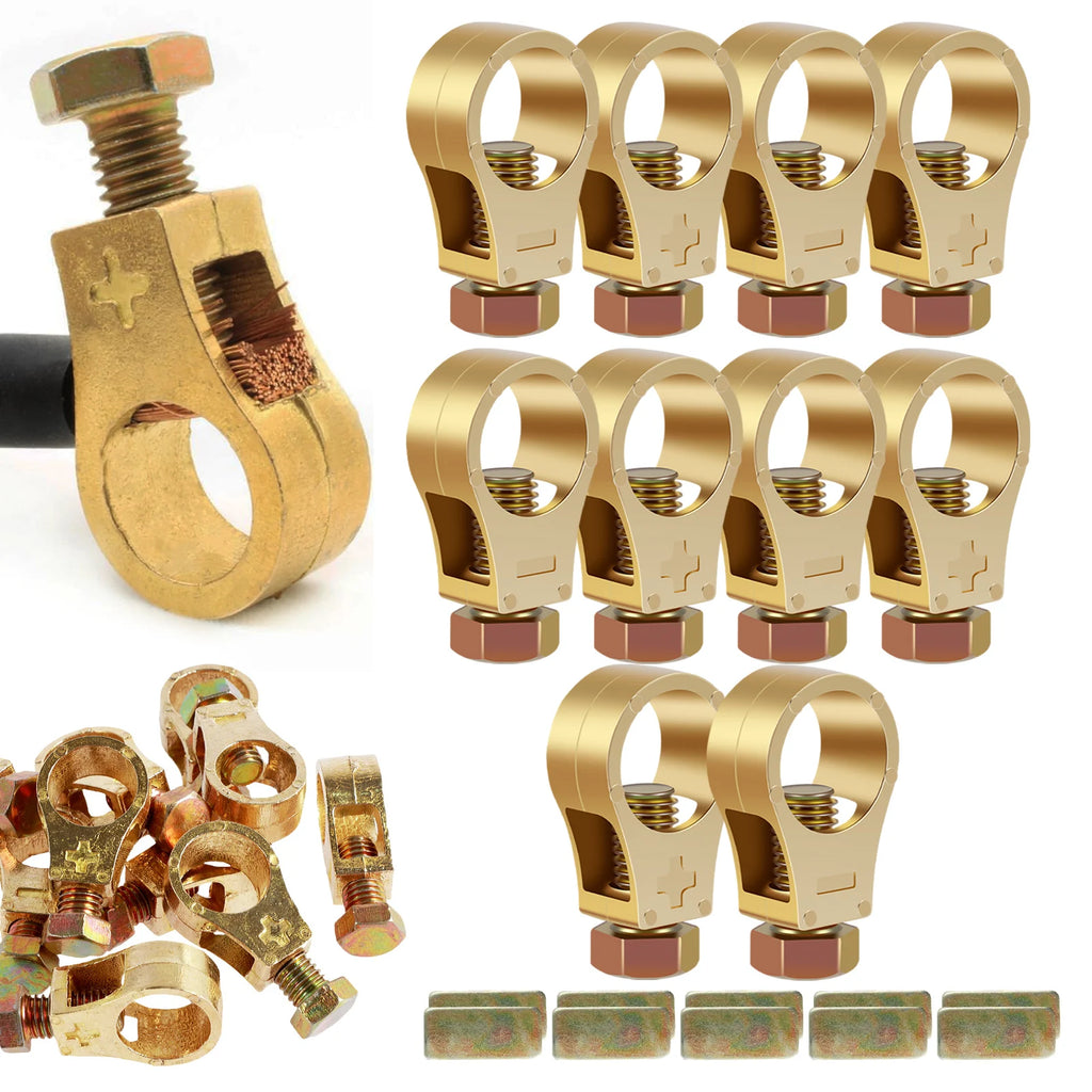 10/20Pcs Car Battery Terminal Connector Clip Pure Copper Heavy-duty Battery Connection Clamp Durable for Van Boat Truck Caravan Zpaxo