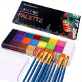20 Color Professional Face & Body Paint Palette,Long Lasting Face Painting Cosmetic For Halloween Special Effects&Cosplay Makeup Zpaxo with 10 brush