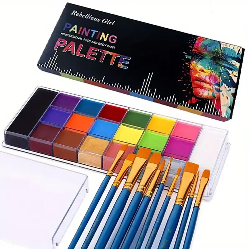 20 Color Professional Face & Body Paint Palette,Long Lasting Face Painting Cosmetic For Halloween Special Effects&Cosplay Makeup Zpaxo with 10 brush