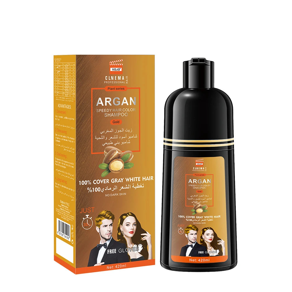 420ml Hair Dye,3-in-1 Hair Dye Shampoo Rapid Hair,Cleansing & Moisturising,Smoothing Black Hair Coloring Shampoo,Hair Care Zpaxo gold