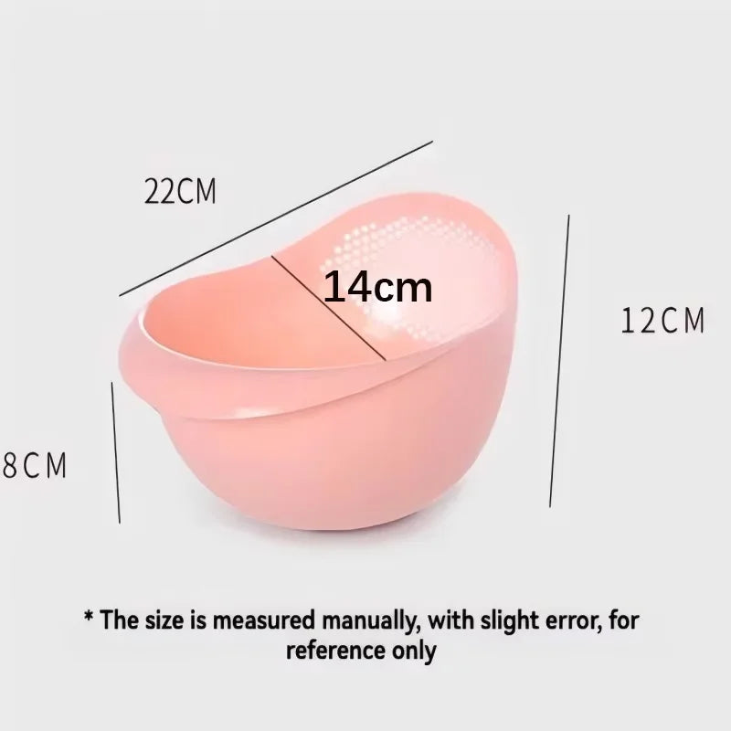 Plastic Drain Basket Filter Rice Bowl Fruit Laundry Handle Home