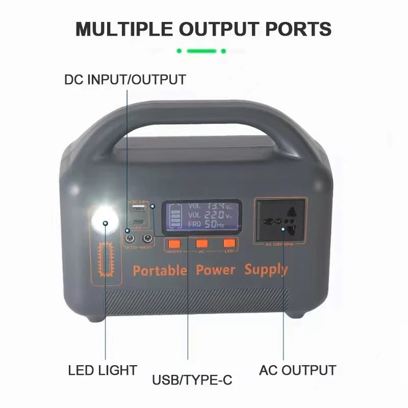 400W Portable Power Station Solar Generator 192Wh LiFePo4 Battery220V Energy Power Plant for Camping RV with Solar Panel Charger Zpaxo