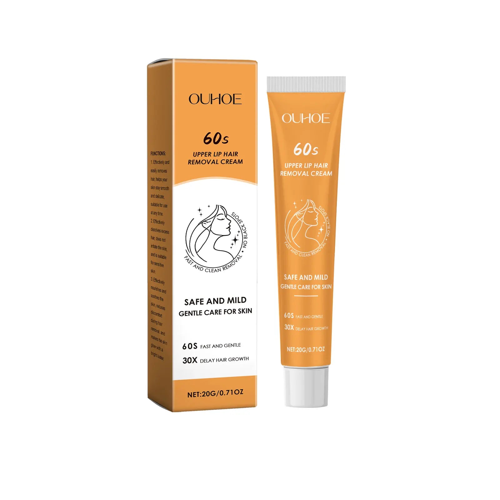 Body and Face Hair Removal Cream Gentle Smooth Skin No Irritation Non Drying Fast Hair Softening for Underarms Summer Care 20g Zpaxo 1PC