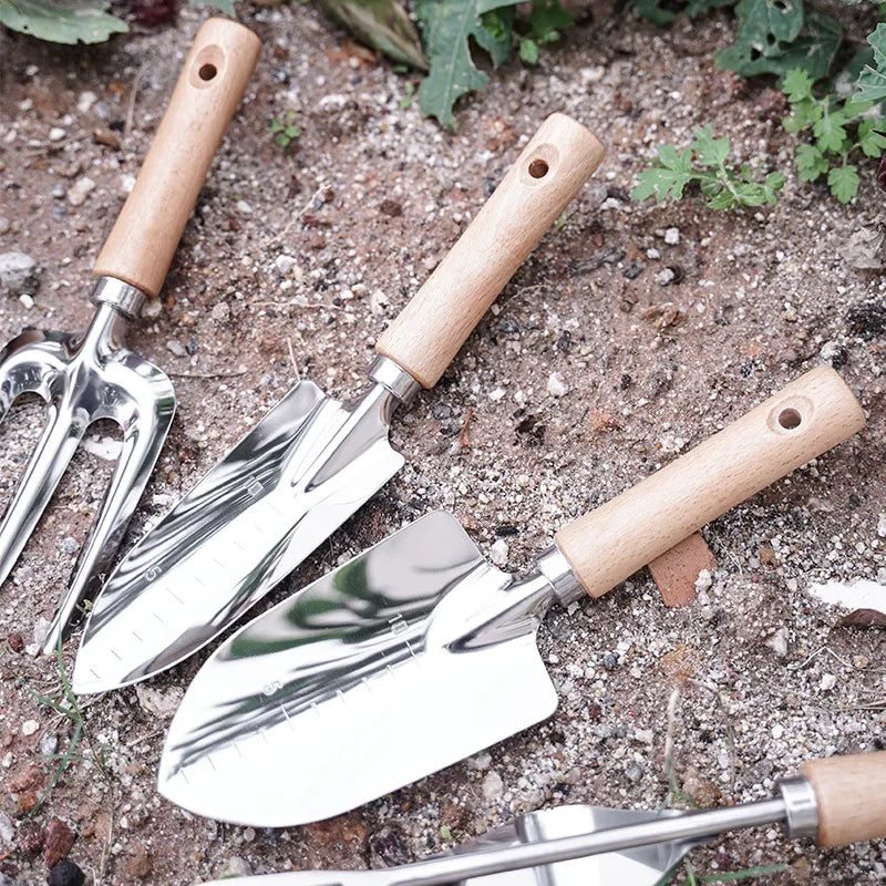 5-Piece Stainless Steel Garden Tool Set – Shovel & Rake Kit
