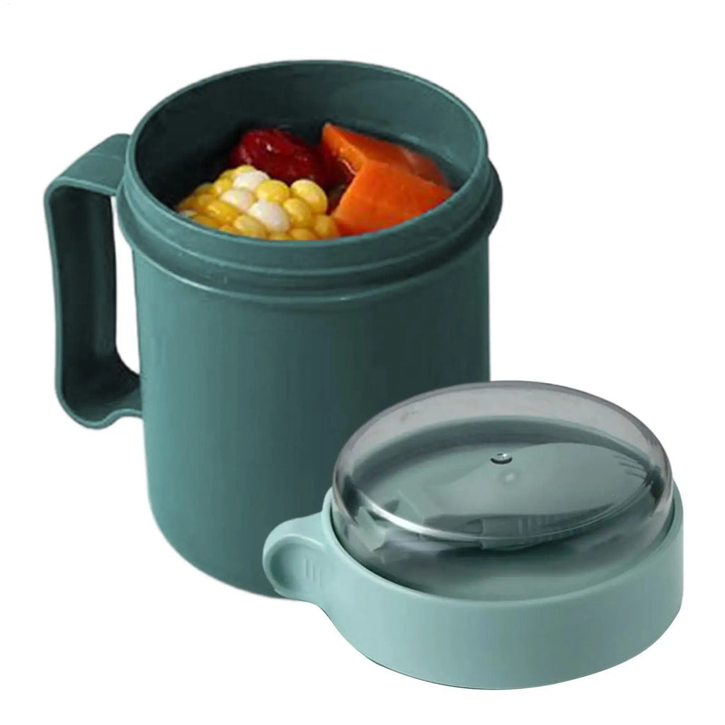 500ml Portable Breakfast Cup with Lid & Spoon – Leakproof Portable Meal Cup Zpaxo