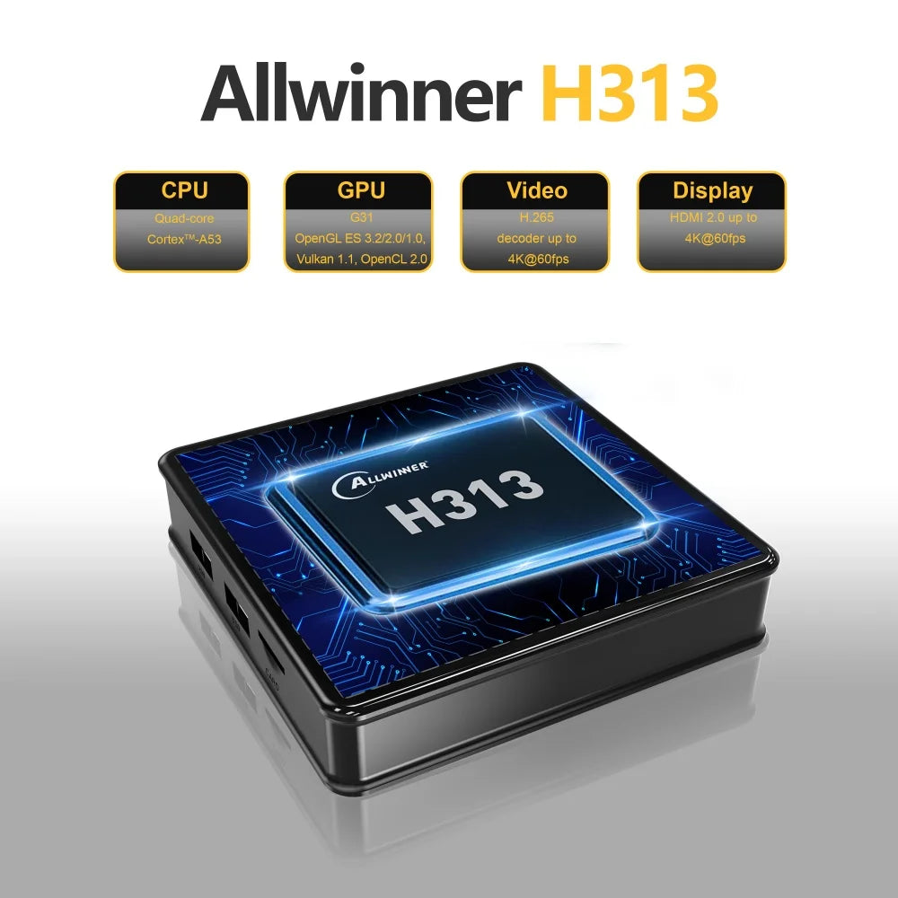 Wudung X5 TV Box AndroidTV Allwinner H313 4K HD Wifi HDR Portable Zpaxo
