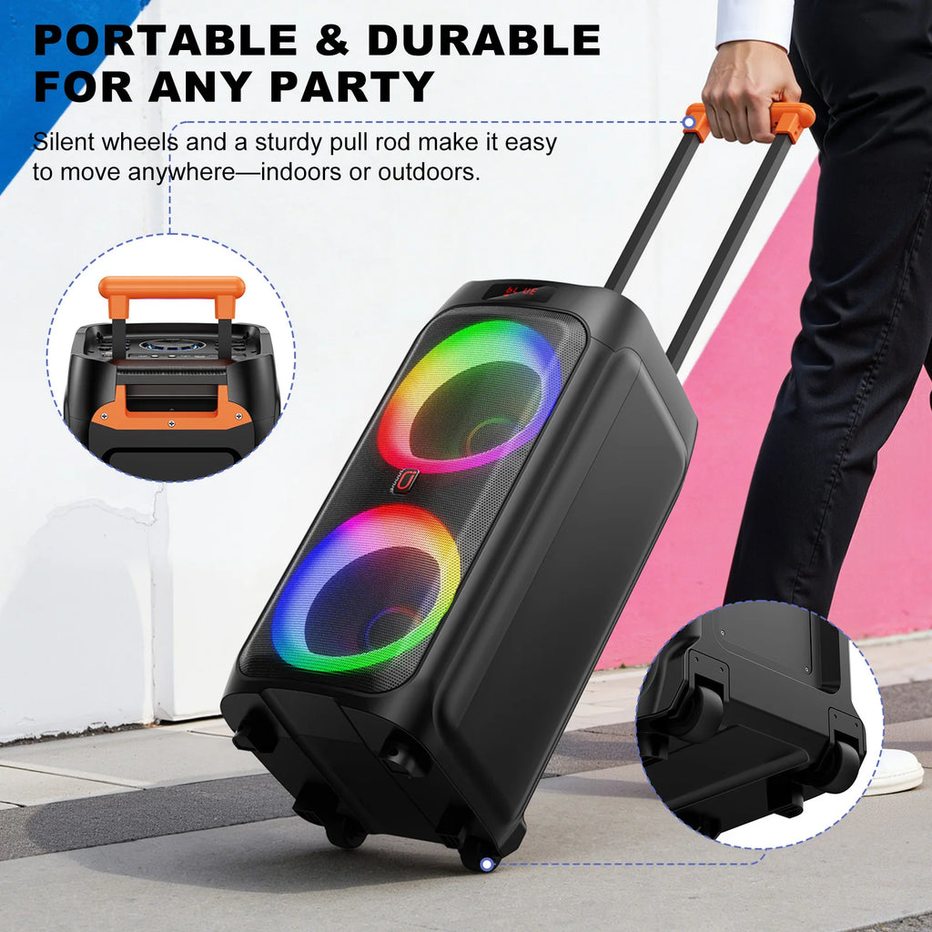 T9 Karaoke Machine 2 Microphones Large Portable Bluetooth Speaker RGB