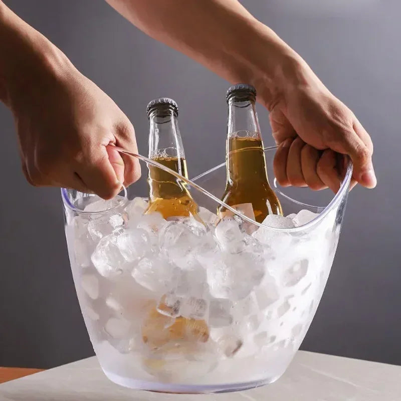 4L Large Capacity Ice Bucket for Home Use Beer Champagne Red Wine Outdoor Picnic Fruit Storage Basket, Transparent Ice Bucket Zpaxo