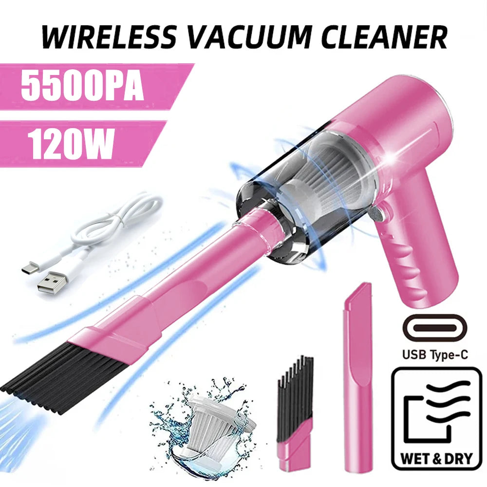 Wireless Car Vacuum Cleaner 5500Pa 120W Cordless Handheld Auto Portabale Vacuum High-power Vacuum Cleaner for Home Office Car Zpaxo