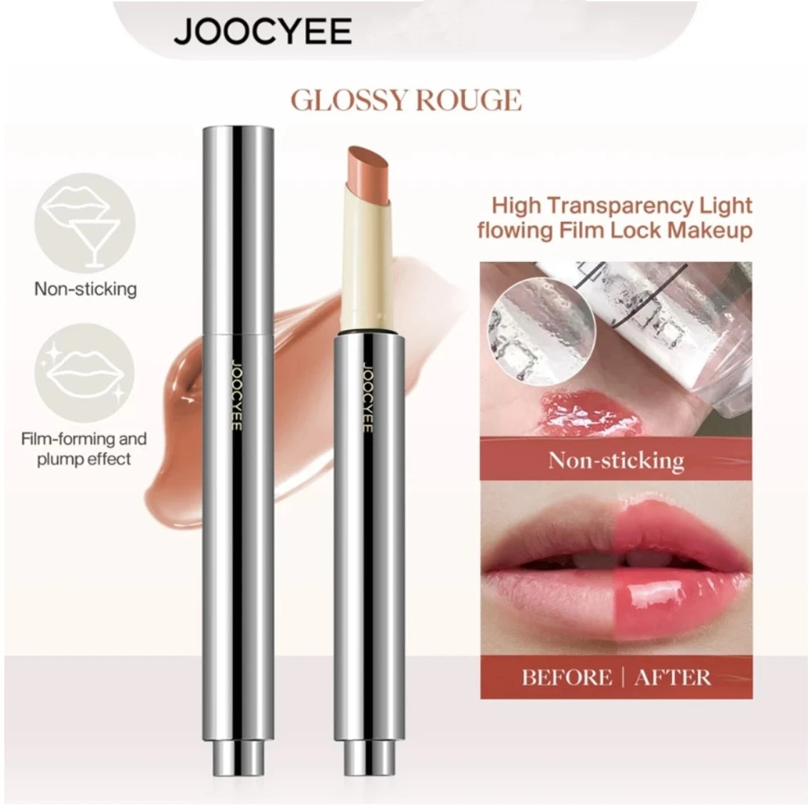 JOOCYEE GLOSSY ROUGE Moisturizer Jelly Lip gloss High Transparency Light flowing Film Lock Lip Makeup Waterproof Makeup Cosmetic Zpaxo