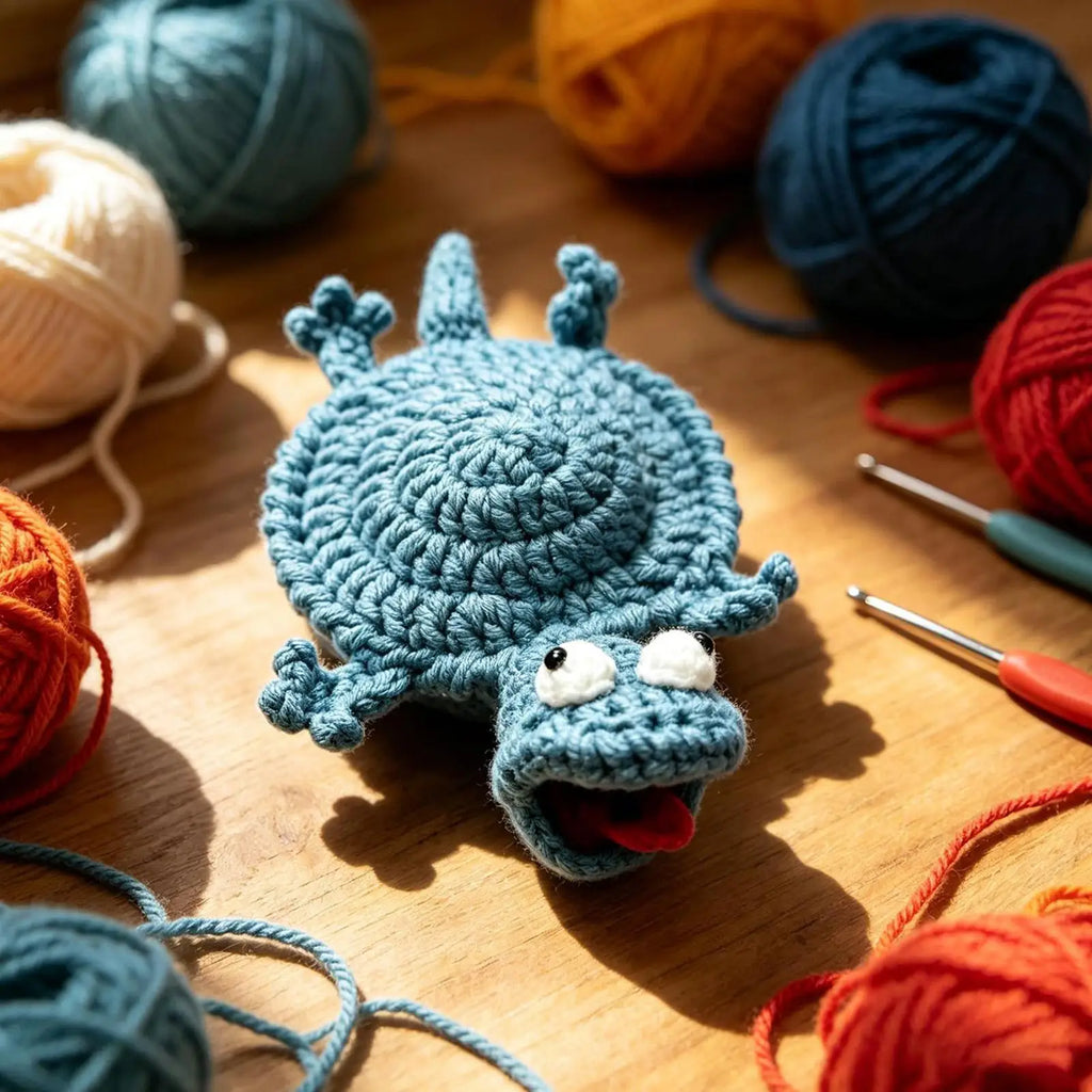 Crochet Coaster Animal-Themed Table Protection Ornament Lizard Shape Yarn Coaster for Bedroom Nightstand Birthday Party Zpaxo