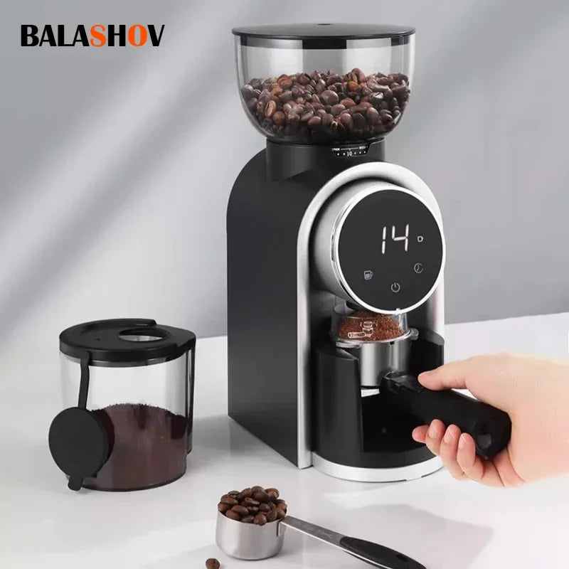 Electric Burr Coffee Grinder Automatic Precision Mill Espresso Drip Pour Over American Coffee Transparent Bean Storage Container Zpaxo