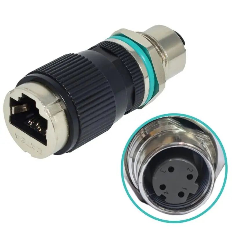 652F 12mm 8Pin to RJ45 Waterproof Adapter Industrial Networking Connector 10Gbps Data Transfer IP68 for Harsh Environment Zpaxo