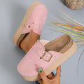 Soft Soled Home Shoes Suede Clogs Sandals Spring and Autumn Retro Fashion Women Shoes Thick-Soled Solid Color Slingback Shoes Zpaxo Pink 35