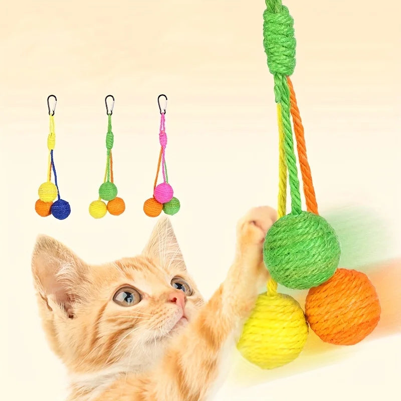 Random Cat Toys Sisal Balls Grinding Teeth Sharpening Claws Hangable