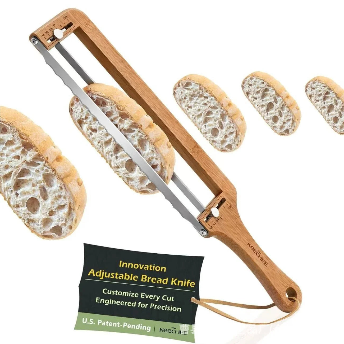 Bow Bread Cutter Manual Bread Slicer Wooden Bread Knife Adjustable/Non-adjustable Kitchen Portable Bread Cutting Slicer Tool Zpaxo