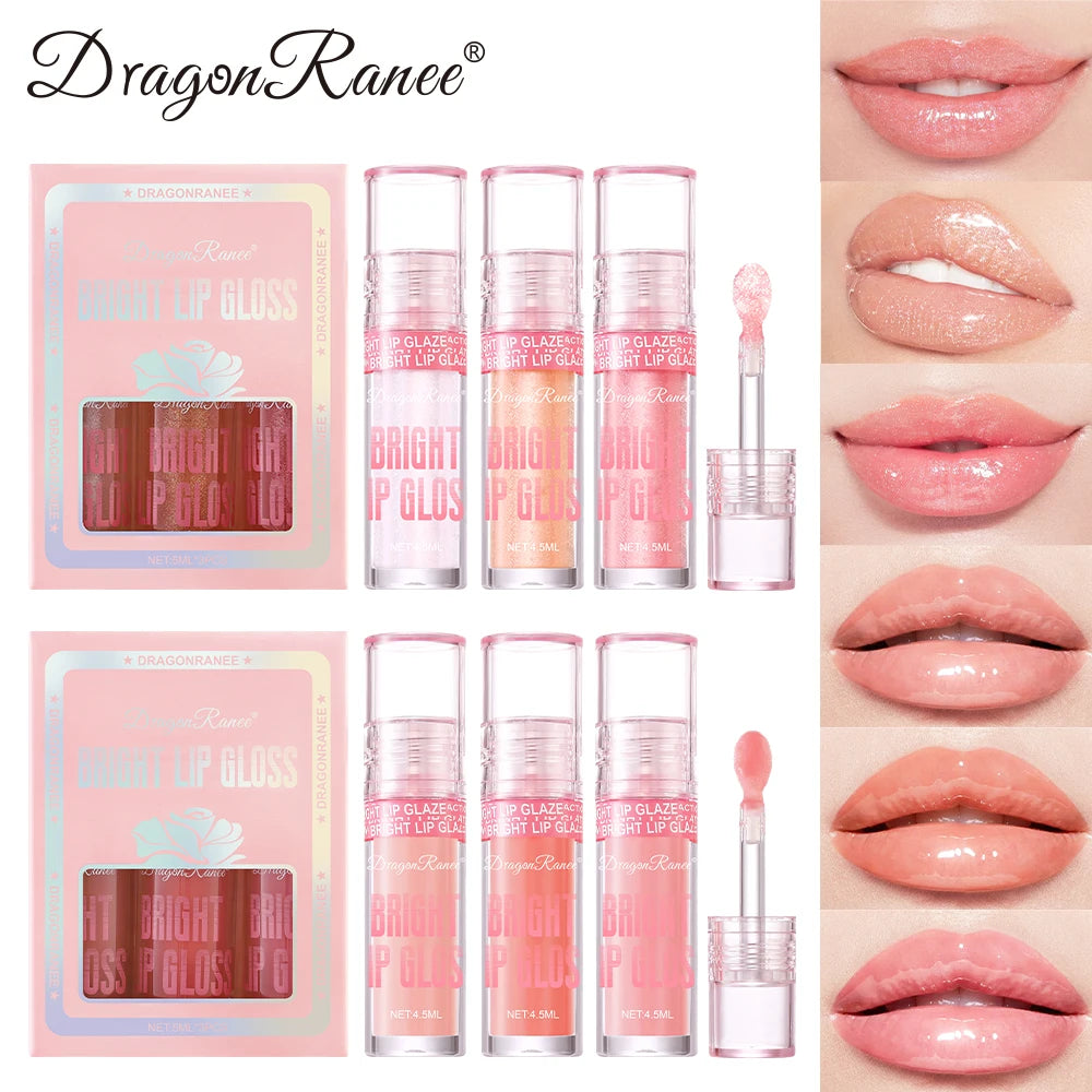 Three-Piece Lip Gloss Set, Moisturizing, Non-Greasy, Fine Shimmering Pearlescent Red and Orange, Versatile for Daily Use, Holiday Gift Lip Gloss Set Zpaxo