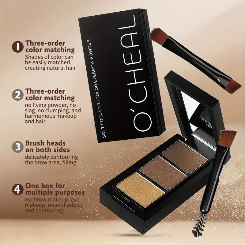 3 Color Eyebrow Powder,waterproof,sweat-proof and Non-dehydrating,natural and Long-lasting,beginner Makeup Cosmetics Zpaxo