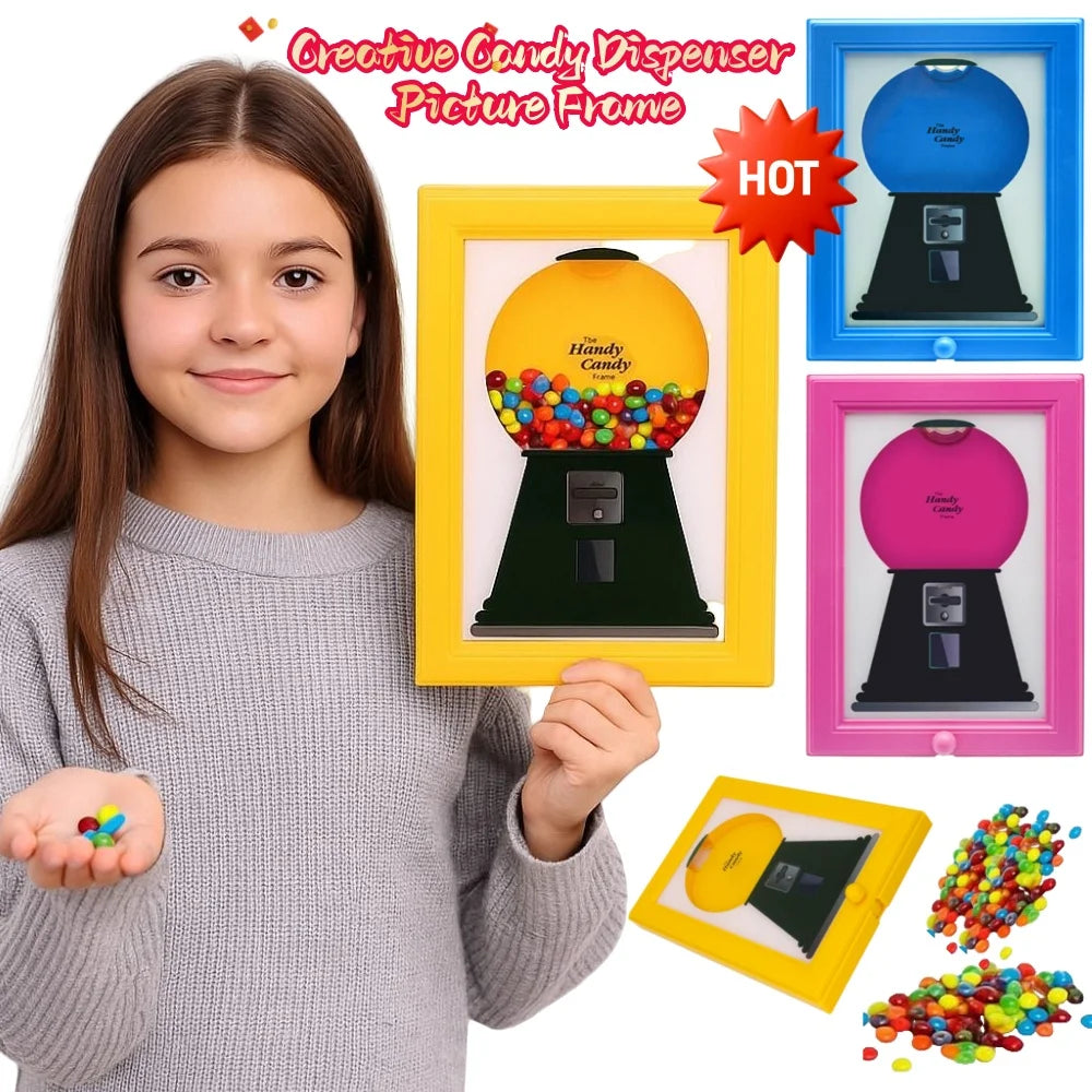 2 in 1 Creative Candy Dispenser Picture Frame Wall Mount Gumball Machine For Desk Countertop Kids Adults Office Sweet Display Gi Zpaxo