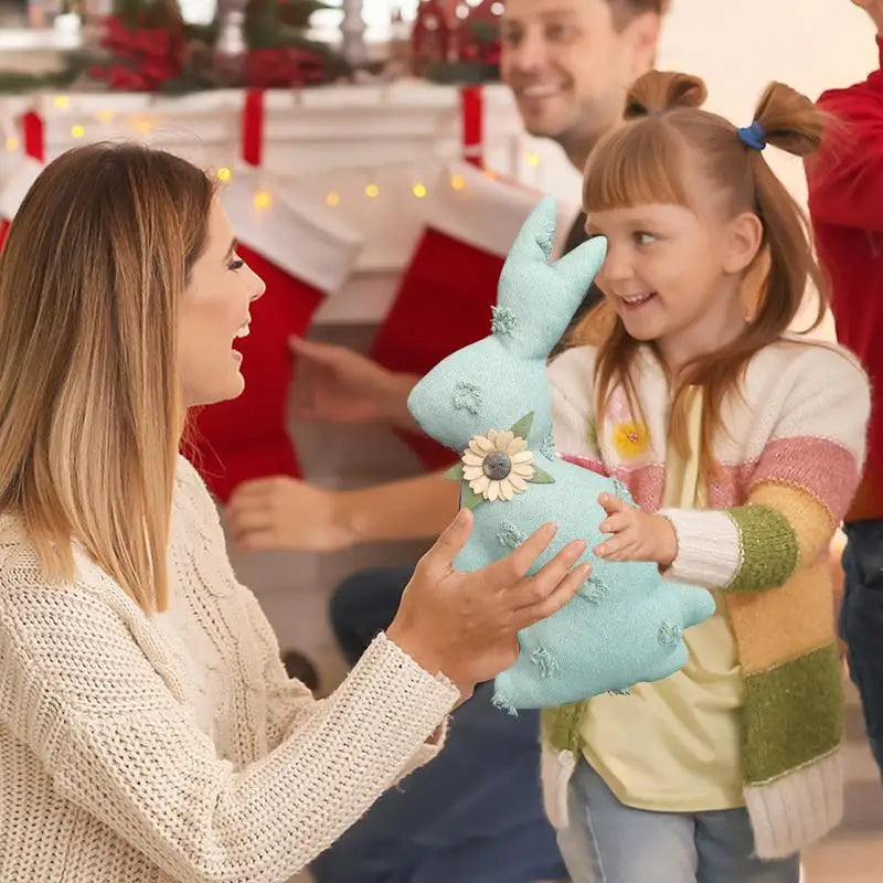 Rabbit Doll Toy Bunny Kids Pillow Easter Plush Cute Rabbit Doll With Flower Design Comfortable Plush Rabbit Toy For Kids Boys Zpaxo