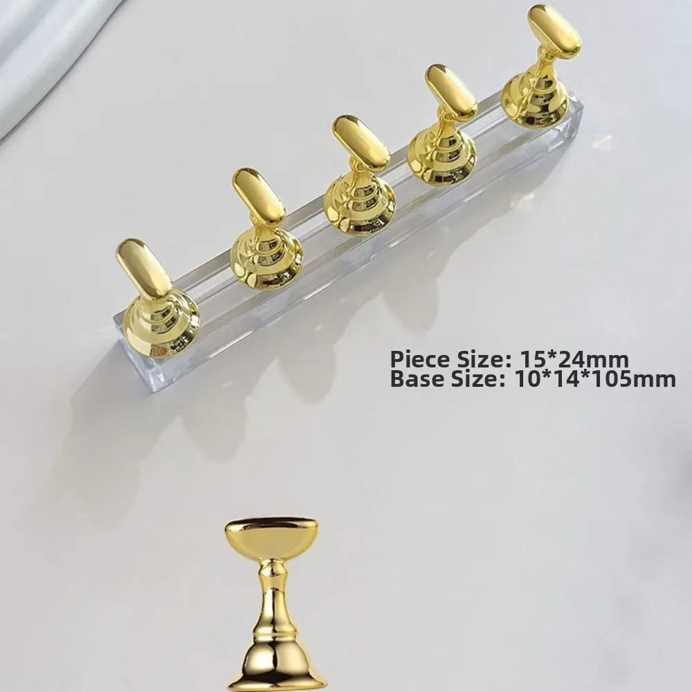 Multi-color Magnetic Nail Art Holder Reusable DIY False Tip Practice Zpaxo Gold