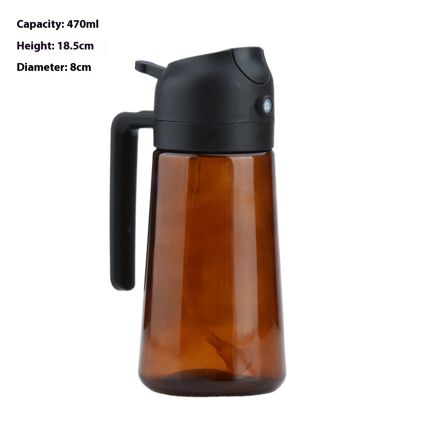 470ml Glass Olive Oil Sprayer & Dispenser – 2-in-1 Air Fryer Oil Sprayer Dispenser Zpaxo brown black lid