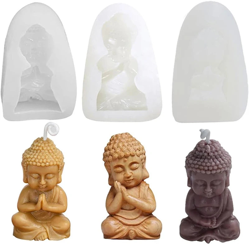 Buddha Silicone Candle Mold 3D Aromatherapy Handmade Soap Wax Clay Gypsum Candles Ornament Craft Making Mold Zpaxo