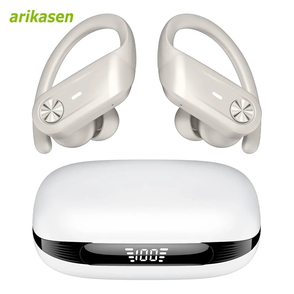 Sports Bluetooth Headphones Wireless TWS Earphones IPX7 Waterproof Zpaxo WHITE
