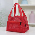 Solid Color Fashionable Mesh Travel Handbag, Spacious Cosmetic and Toiletry Storage Zpaxo Red