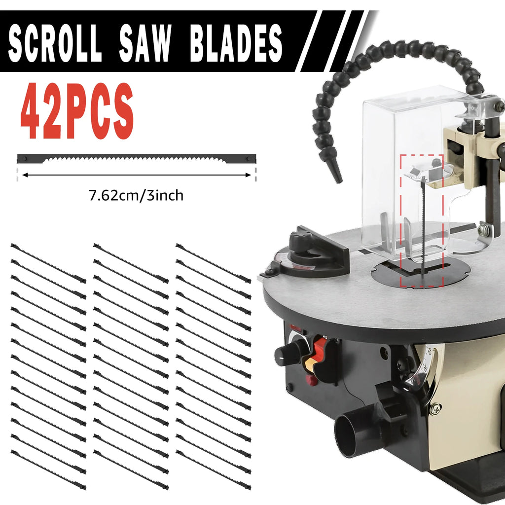 42PCS 3 Inch Wood Pruning Scroll Saw Blade Set 18TPI SK5 HCS Pin End Scroll Saw Blade for Wood and PVC Pipe Cutting Sharp Teeth Zpaxo