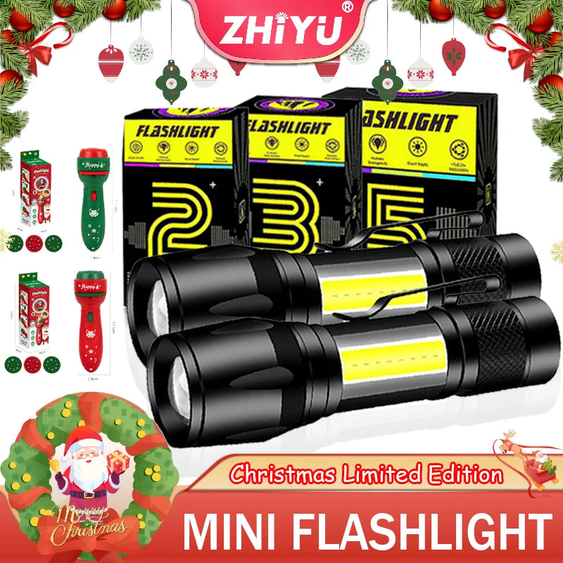 Mini LED Rechargeable Flashlight – Zoomable, Waterproof, Cap Clip