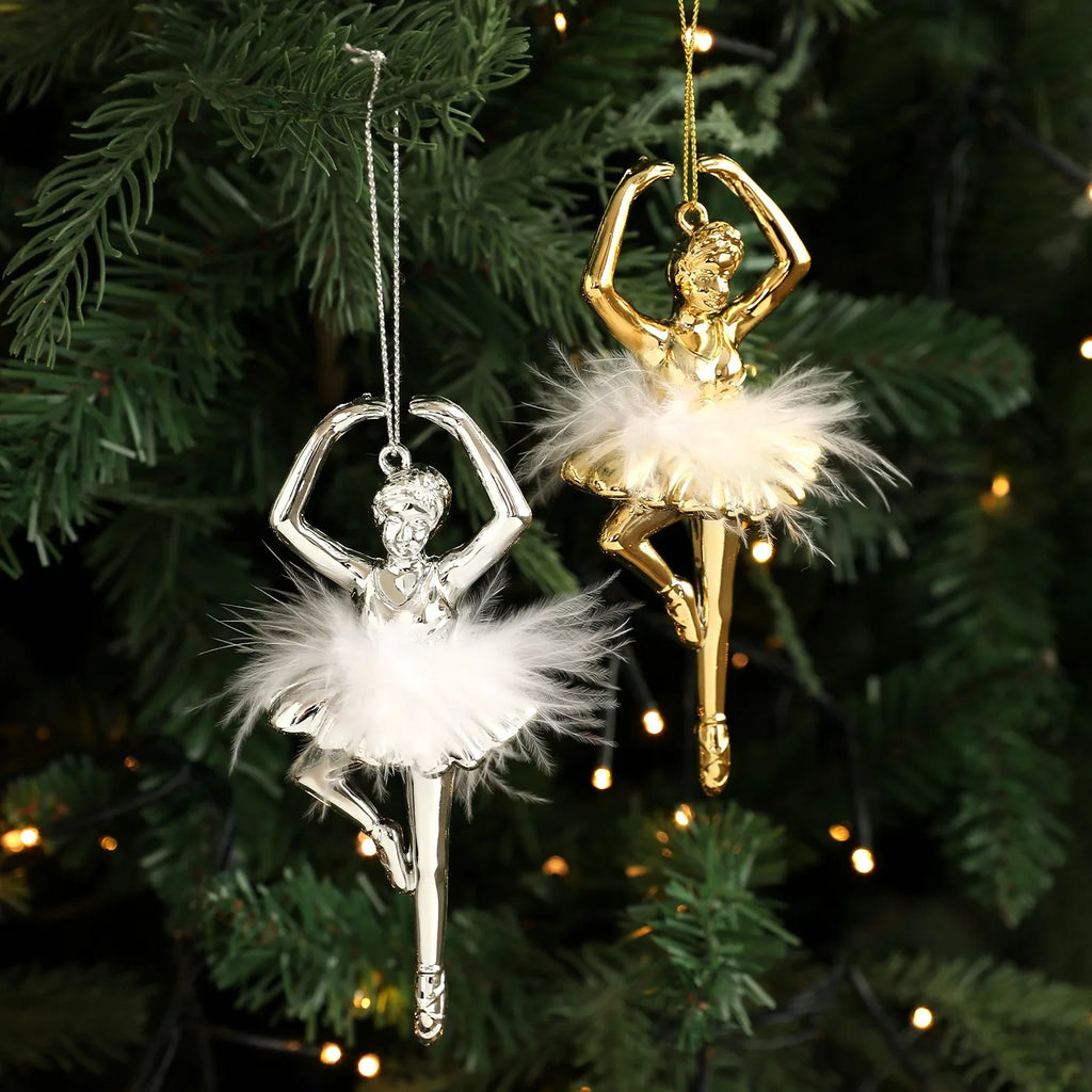Ballet Girl Feather Christmas Tree Ornament | Festive Pendant Christmas Tree Ornament Zpaxo