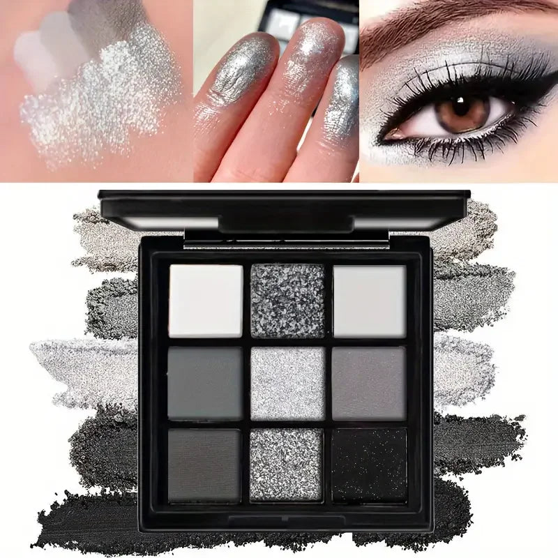 Nine-color eyeshadow palette Makeup Brush, gray-pink smoky makeup, matte pearlescent silkworm brightening makeup Zpaxo