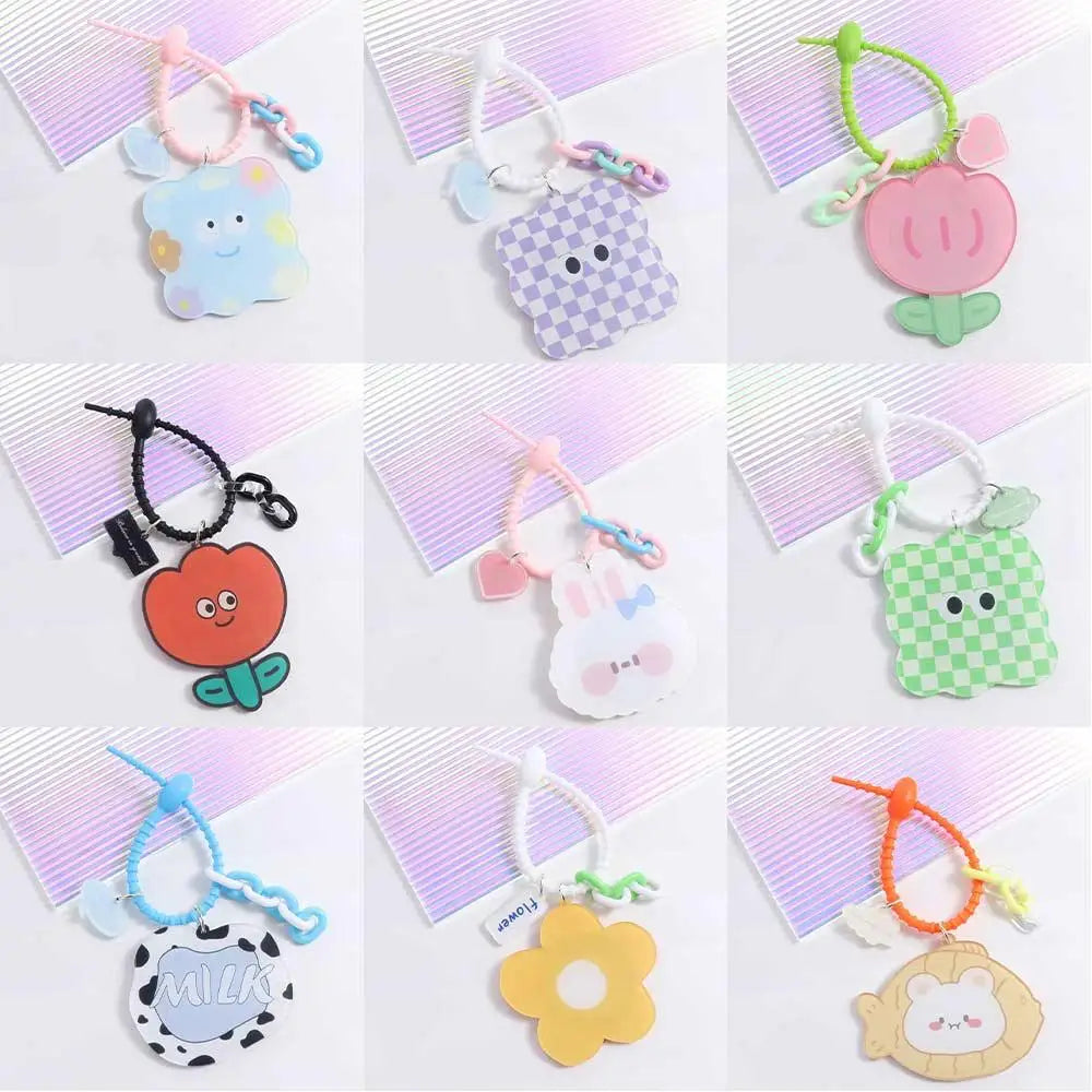 Tulip Flower Small Mirror Cartoon Keychain Little Bear Acrylic Zpaxo