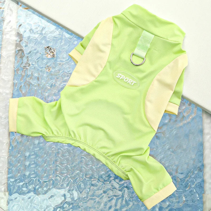 Spring and summer dog supplies cat ice silk cat vest small and medium-sized dog outdoor sunscreen dog clothes pet clothes Zpaxo green-yellow S