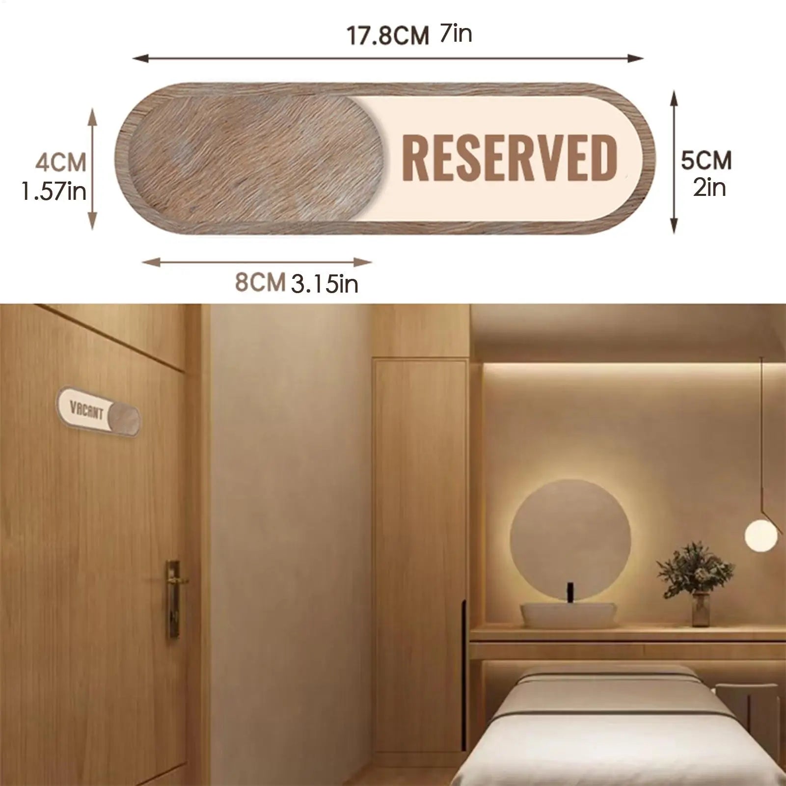 Vacant Reserved Sign Sliding Vacant Occupied Bathroom Door Indicator Sign Changeable Private Indicator Wooden Decoration Zpaxo