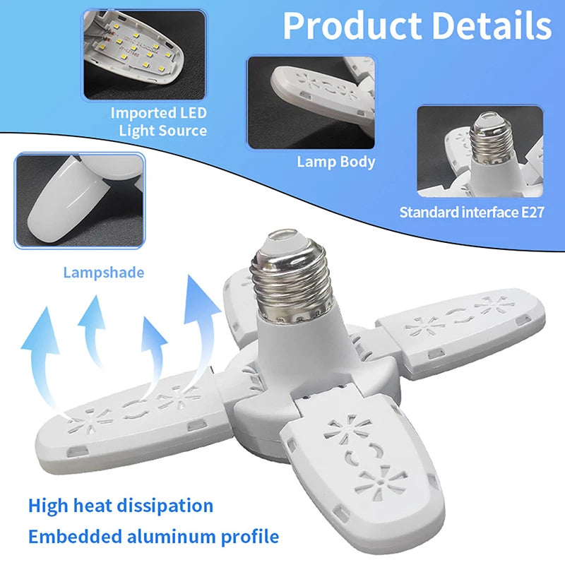 Living Room Styling Light Bright E27 LED Bulb Fan Leaf Indoor Ceiling Zpaxo