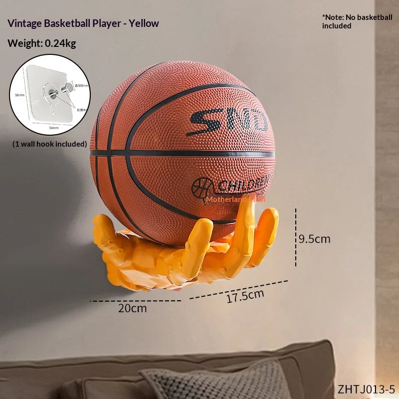 Robotic Arm Basketball Wall Mount Rack – Punk Industrial Decor Wall Display Rack Zpaxo Yellow