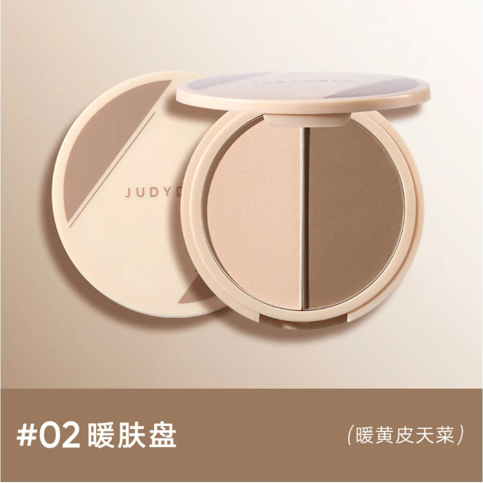 JUDYDOLL Two-tone Contouring Palette Face Shadow Powder Highlighter Zpaxo 02 High and Cont