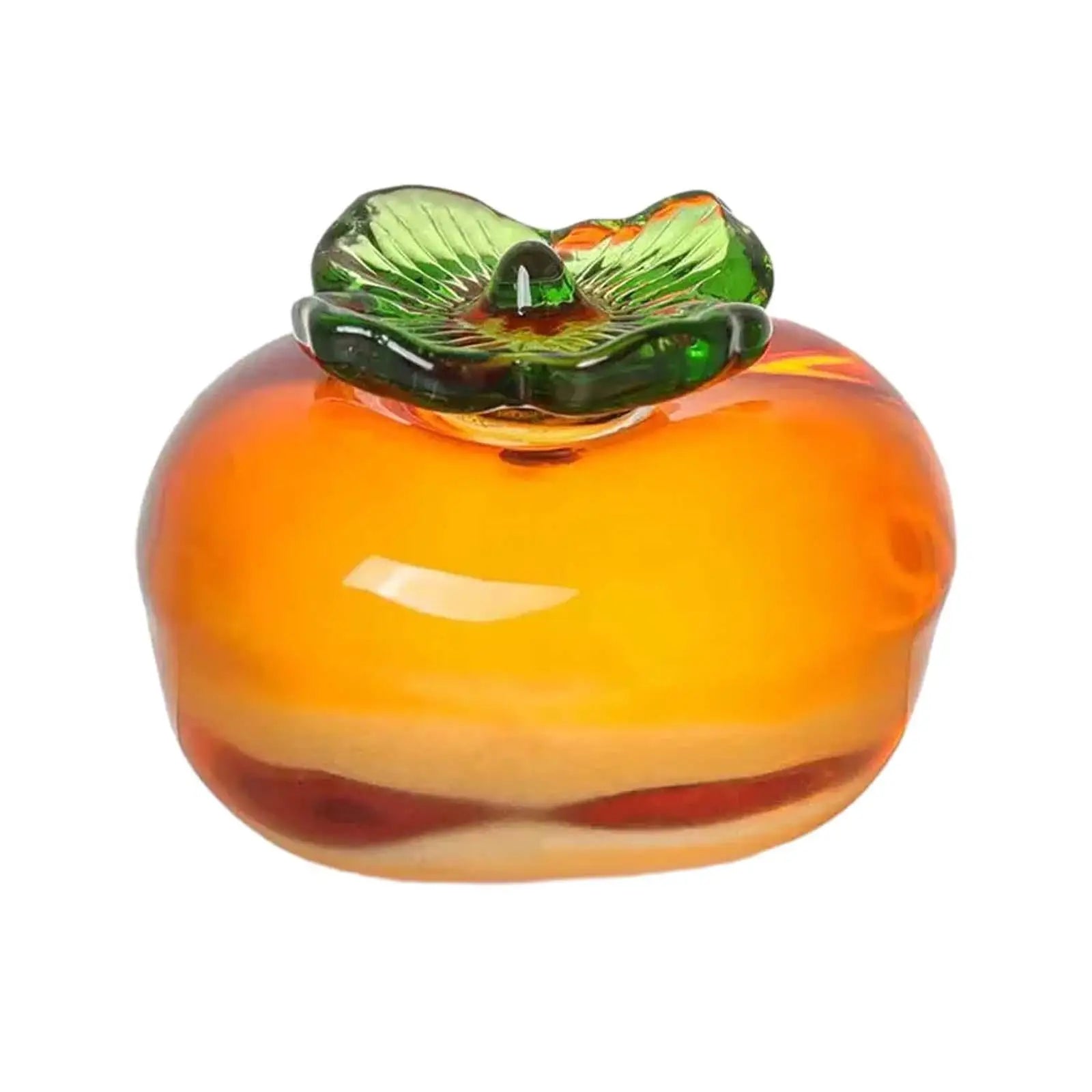 Glass Artificial Fruit Figurine – Decorative Desk Statue & Gift Glass Fruit Figurine Zpaxo Persimmon
