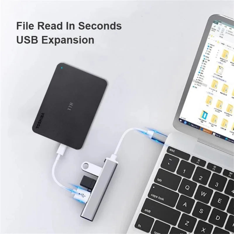 Type C Extender USB C HUB 4 Port Splitter Adapter OTG Docking Station Suitable For Mobile Macbook Pro 13 15 Air PC Laptop HUB Zpaxo
