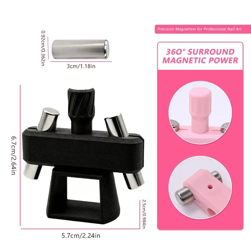 Rotatable Glass Bead Cat-eye Nail Art Magnet Gyroscope Strong No Zpaxo Black With Magnet