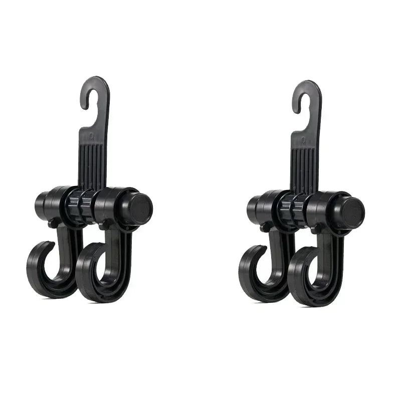 Car Seat Headrest Hooks 360° Rotating Storage Hangers 2/4 Pack