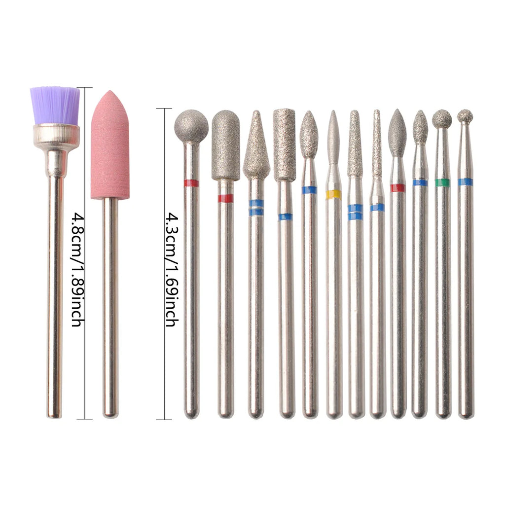 14pcs/set Nail Drill Machine Bit Nail Gel Removal Polishing Tools Pedicure Manicure Rotary Grinding Buffer Polisher Zpaxo