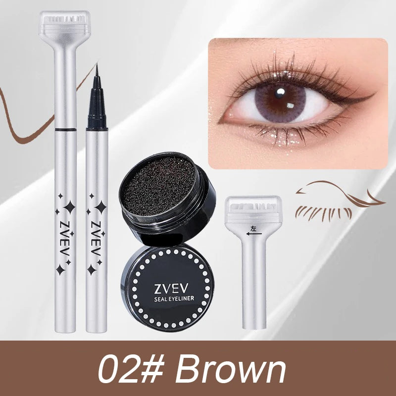 Waterproof Lower Eyelash Stamp Set Quick Dry Portable 0.01mm Tip Eye Liner Lower Lash Stamp with Ink False Eyelashes Accessories Zpaxo Brown