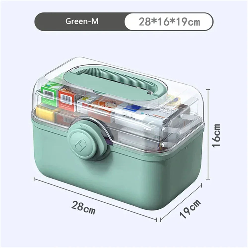 Large Capacity Family Medicine Organizer Box Portable First Aid