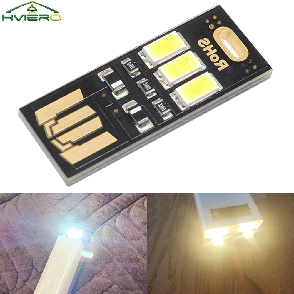 USB 3-LED Night Light Touch Dimmer – Warm White Portable Lamp USB Night Light Zpaxo